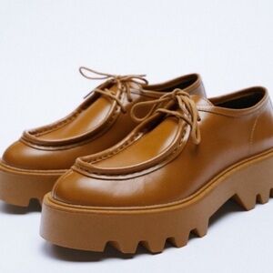 Zara Women’s Brown Platform Oxford Loafers #120